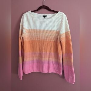 Talbots Pink and Orange Striped Sweater